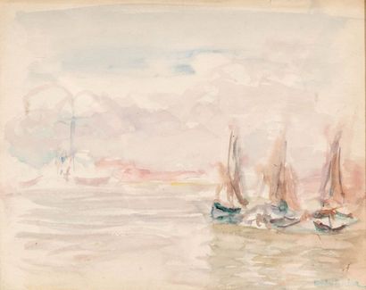 null André BARBIER (1883-1970)

Bateaux dans un port

Aquarelle

22 x 26, 5 cm Cachet...