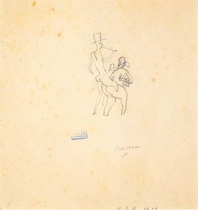 null Jules PASCIN (1885-1930)

Homme nu au chapeau et à la pipe,

femme et enfant

Crayon...