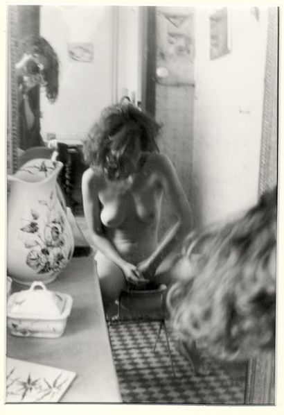 null Ava BRODSKY de GOUTTES (born in 1963). Old fashioned washroom, bidet nude, circa...