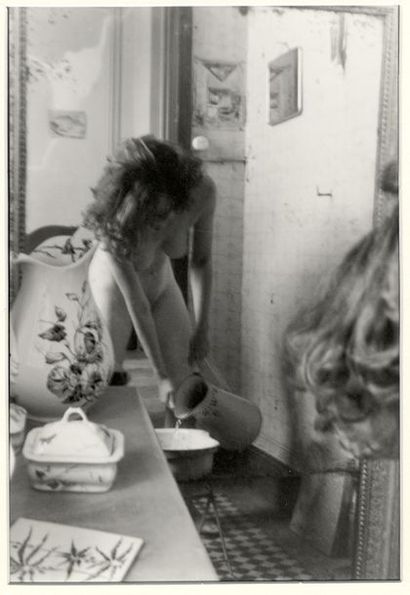 null Ava BRODSKY de GOUTTES (born in 1963). Old fashioned washroom, bidet nude, circa...
