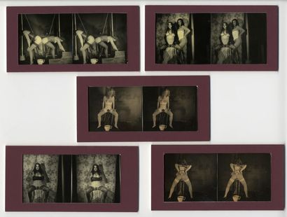 null Guy LEMAIRE. Nudes, circa 1995. 5 period silver prints in stereoscopic format,...