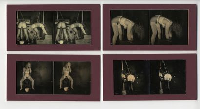 null Guy LEMAIRE. Naked, circa 1995. 4 period silver prints in stereoscopic format,...
