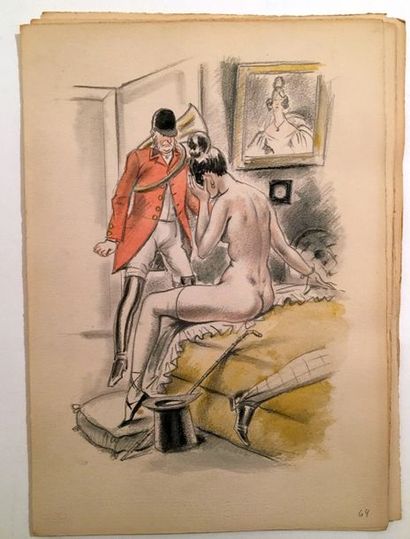 null André COLLOT (1897-1976). 18 original drawings in coloured pencil and watercolour,...