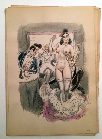 null André COLLOT (1897-1976). 18 dessins originaux aux crayons de couleur et aquarelle,...