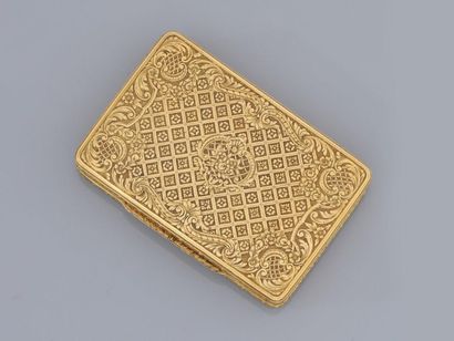 null Boîte rectangulaire en or jaune, 750 MM, dimensions 7,80 / 5,30 cm, décor de...