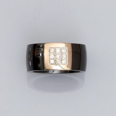 null Bague anneau en céramique irisée, ., centrée de diamants , taille : 53/54, poids...