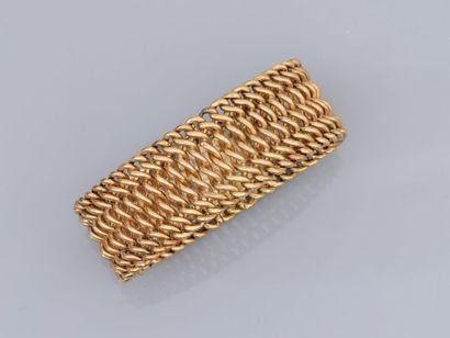 null Bracelet large à mailles entrelacées en or jaune, 750 MM, chaînette de sécurité,...