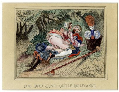 null [Artiste non identifié]. Quel beau plumet, quelle belle canne, vers 1880. Un...