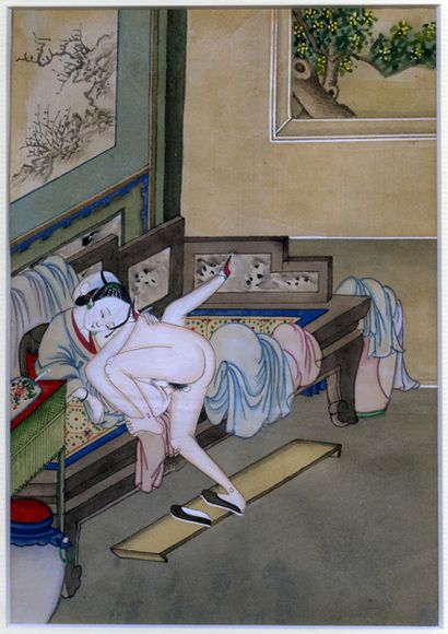 null [Artiste non identifié]. Scènes de couple, Chine, vers 1920. 4 aquarelles sur...