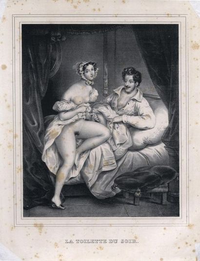 null [Eugène DEVÉRIA et son école]. La Toilette du soir, vers 1850. Lithographie...