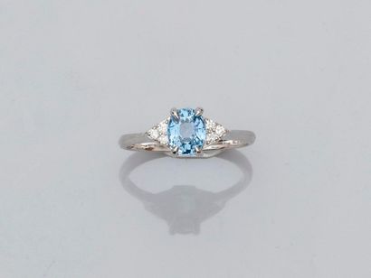 null Ring in white gold, 750 MM, set with a beautiful oval sapphire weighing 1.35...