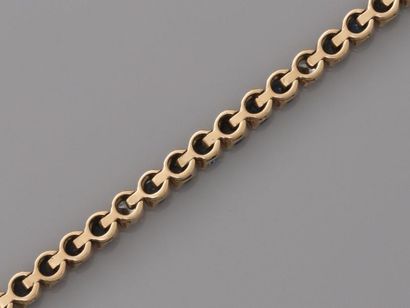 null Beau bracelet ligne en or jaune, 750 MM, souligné de saphirs ronds, belle couleur,...