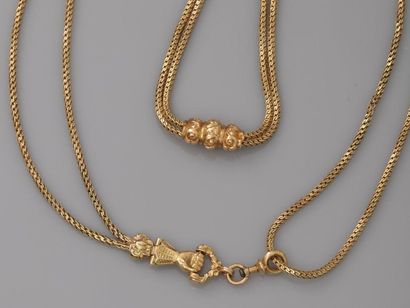 null Double articulated necklace in yellow gold, 750 MM, decorated with its sliding...