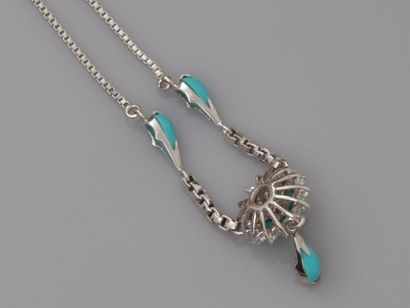null Necklace in white gold, 750 MM, centered with a pendulum motif adorned with...