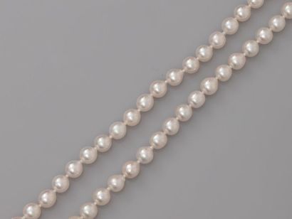 null Sautoir de perles de culture du Japon, fermoir en or gris , 750 MM, diamètre...