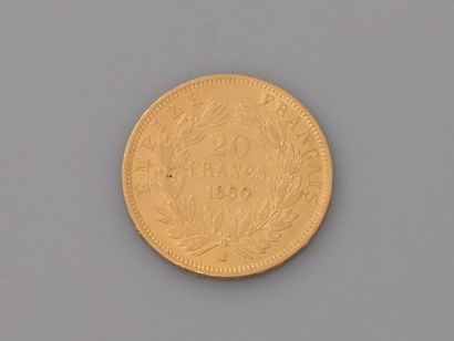null Coin of 20 F in gold NAPOLEON iii, dated 1860, engraver J.J Bar, weight : 6,4gr....