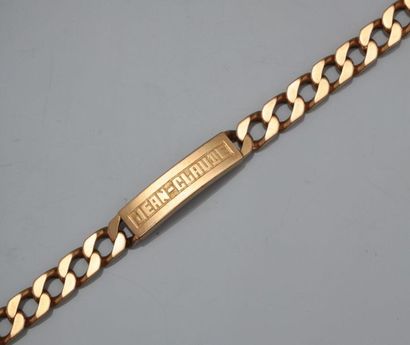 null 750MM gold bracelet, engraved with Jean-Claude's surname, weight: 70 gr. gross...