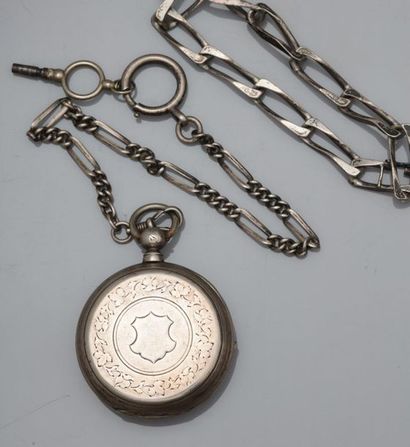 null 925MM silver gusset watch with chain and key and a small bracelet, weight: 107...