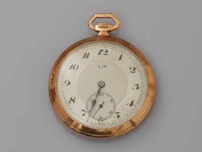 null LIP, Pocket watch in yellow gold, 750 MM, seconds window at 6 o'clock, cover...