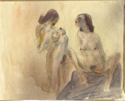 null Otto Rudolf SCHATZ (1900-1961). Les Caresses, circa 1930. Watercolour drawing,...