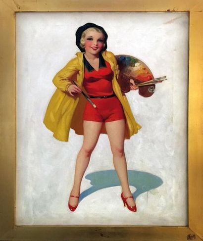 null Enoch BOLLES (1883-1976). Pin-up artist, circa 1929. Oil on canvas signed lower...