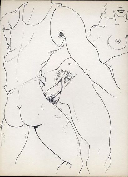 null Jean BOULLET (1921-1970). Plaisirs échangés, circa 1950. 2 inks on paper, 32...