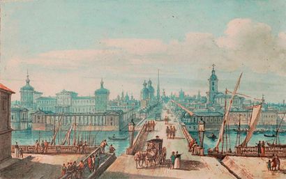 null Victor Jean NICOLLE (1754-1826) Vue imaginaire d’une ville (Saint-Pétersbourg...