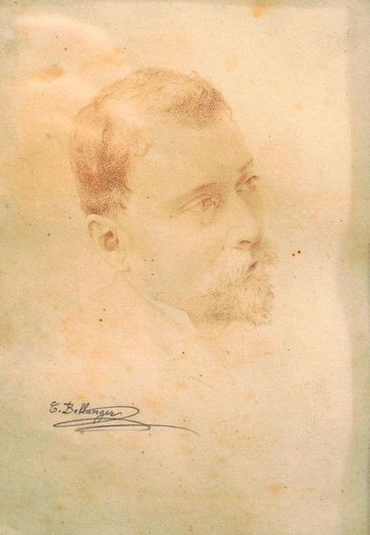 null Camille BELLANGER (1853-1923) Portrait d'homme Pointe d'argent sur papier préparé...
