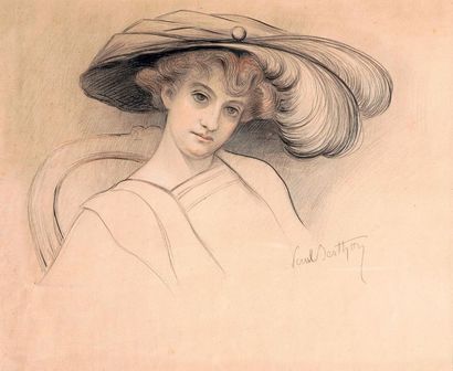 null Paul Émile BERTHON (1872-1909) Portrait of his wife, the future mother of François...