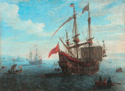 null Attributed to Reinier Nooms dit ZEEMAN (Amsterdam circa 1623-1667) Gallion moored...