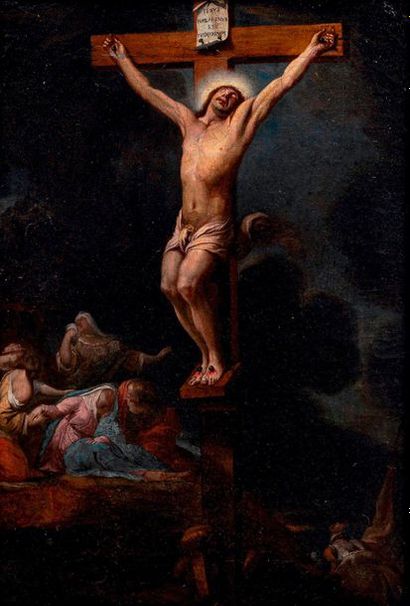 null École française vers 1640 La Crucifixion Toile Sans cadre 54,5 x 38,5?cm