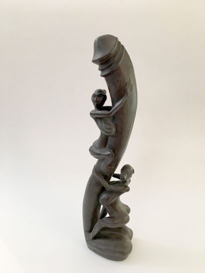 null BALI. L'Arbre de vie, milieu du xxe siècle. Sculpture sur bois, 44 cm.