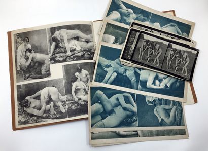 null [Photographes non identifiés]. Scènes pornographiques, vers 1930. Plaquette...