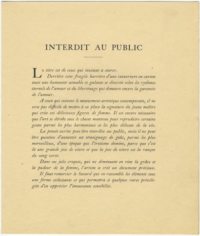 null [Marcel VERTÈS]. Entrée interdite au public. [Paris, Paul Cotinaud, vers 1926]....