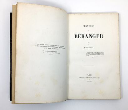null Pierre-Jean de BÉRANGER. Songs by Béranger, supplement. Paris, at the novelty...