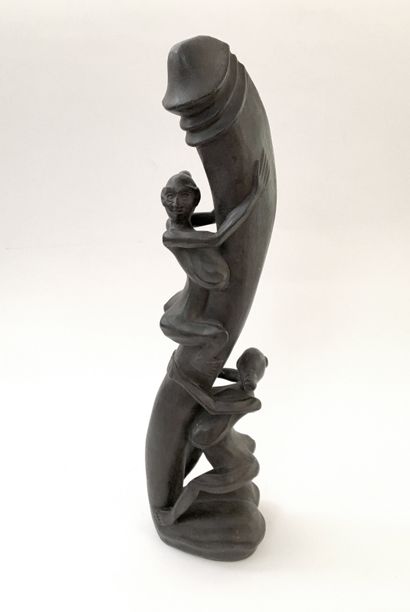 null BALI. L'Arbre de vie, milieu du xxe siècle. Sculpture sur bois, 44 cm.