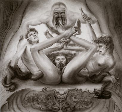 null Javier GIL (born 1961). Philosophy in the boudoir, 1996. Pencil drawing, 150...