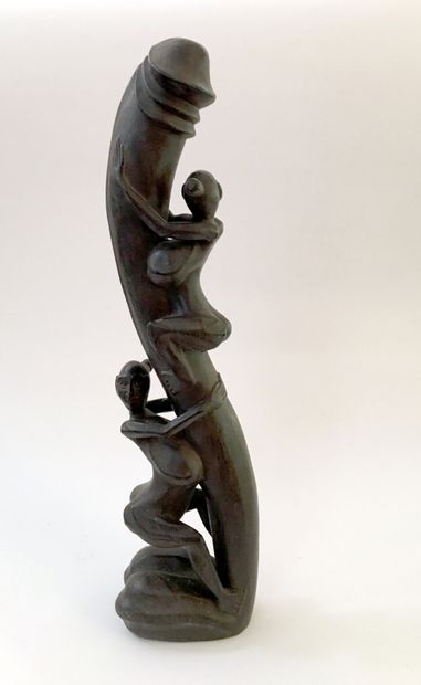 null BALI. L'Arbre de vie, milieu du xxe siècle. Sculpture sur bois, 44 cm.
