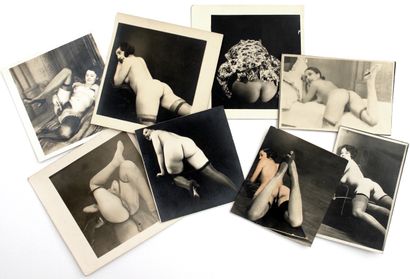 null [GRUNDWORTH] Obscenity studies, ca. 1935. 8 period silver proofs, small format,...