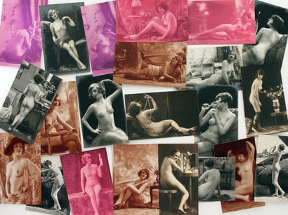 null LEA. Nude studies, circa 1930. 22 vintage silver prints, postcard format, 14...