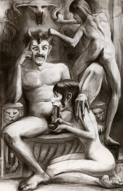 null Javier GIL (né en 1961). Les Sataniques, 1997. Dessin au crayon, 150 x 100 ...
