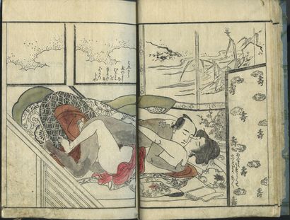 null ESTAMPES JAPONAISES. Visite chez les geishas, début du xxe siècle. 3 recueils...