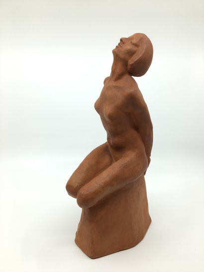 null Maurice JANSEGERS (1903-1989). La Soumise, circa 1950. Terracotta, 24 cm. Signed...