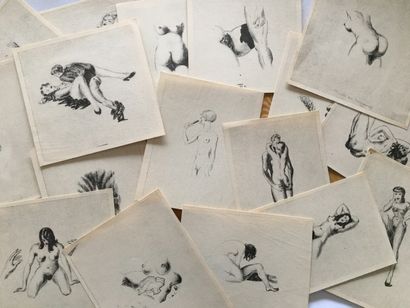 null Paul VERLAINE. Femmes, vers 1950. Curieuse suite de 19 planches découpées, format...