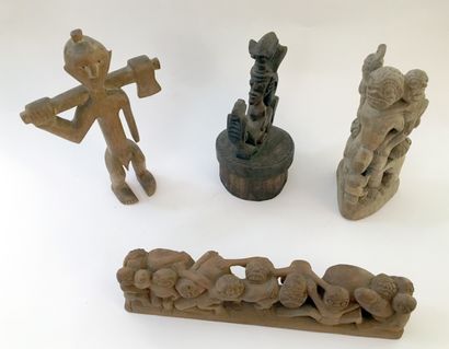null BALI. Characters, mid 20th century. 4 wood carvings, various sizes.