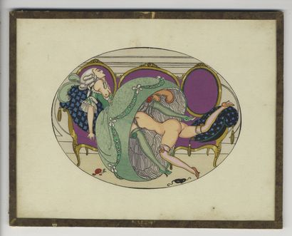 null [Gerda WEGENER]. Les Délassements d'Éros. Portefeuille petit in-folio, 25,5...