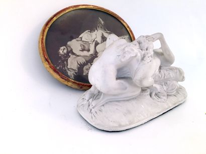 null Jef LAMBEAUX (1852-1908). The Two Friends, first half of the 20th century. Plaster,...