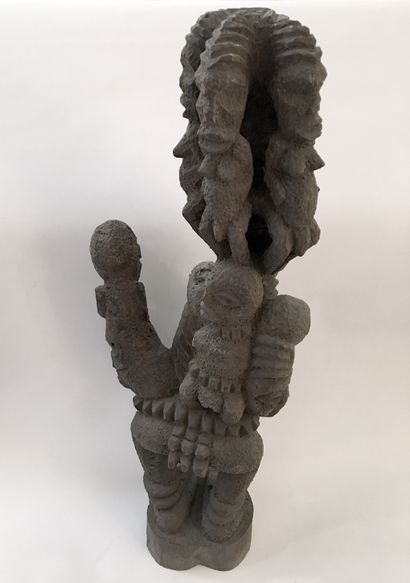 null ITHYPHALLIC CHARACTER. Cameroon, 20th century. Wooden sculpture, 65 x 18 x 14...