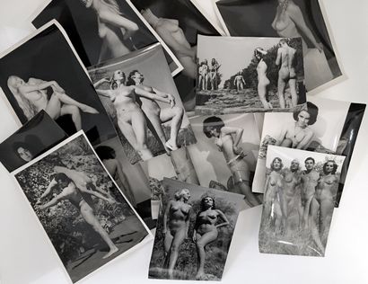 null [Photographe non identifié]. Naturisme, études de nu, vers 1950. 45 épreuves...