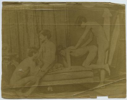 null [GARÇONS ENTRE EUX]. Scènes pornographiques, vers 1900. 15 épreuves argentiques...
